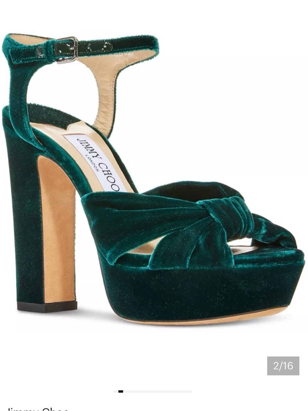 Jimmy Choo Green Velvet Knotted Platform Sandal